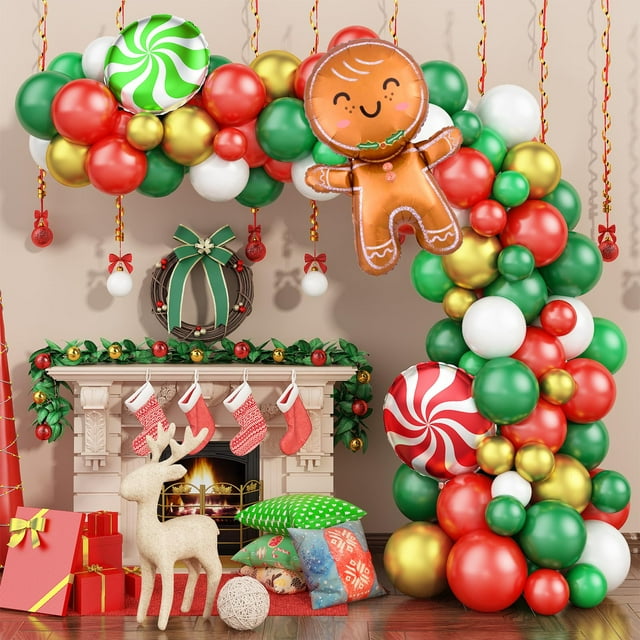 Kit de guirnaldas navideñas con forma de arco con forma de guirnalda FEYG, verde y rojo