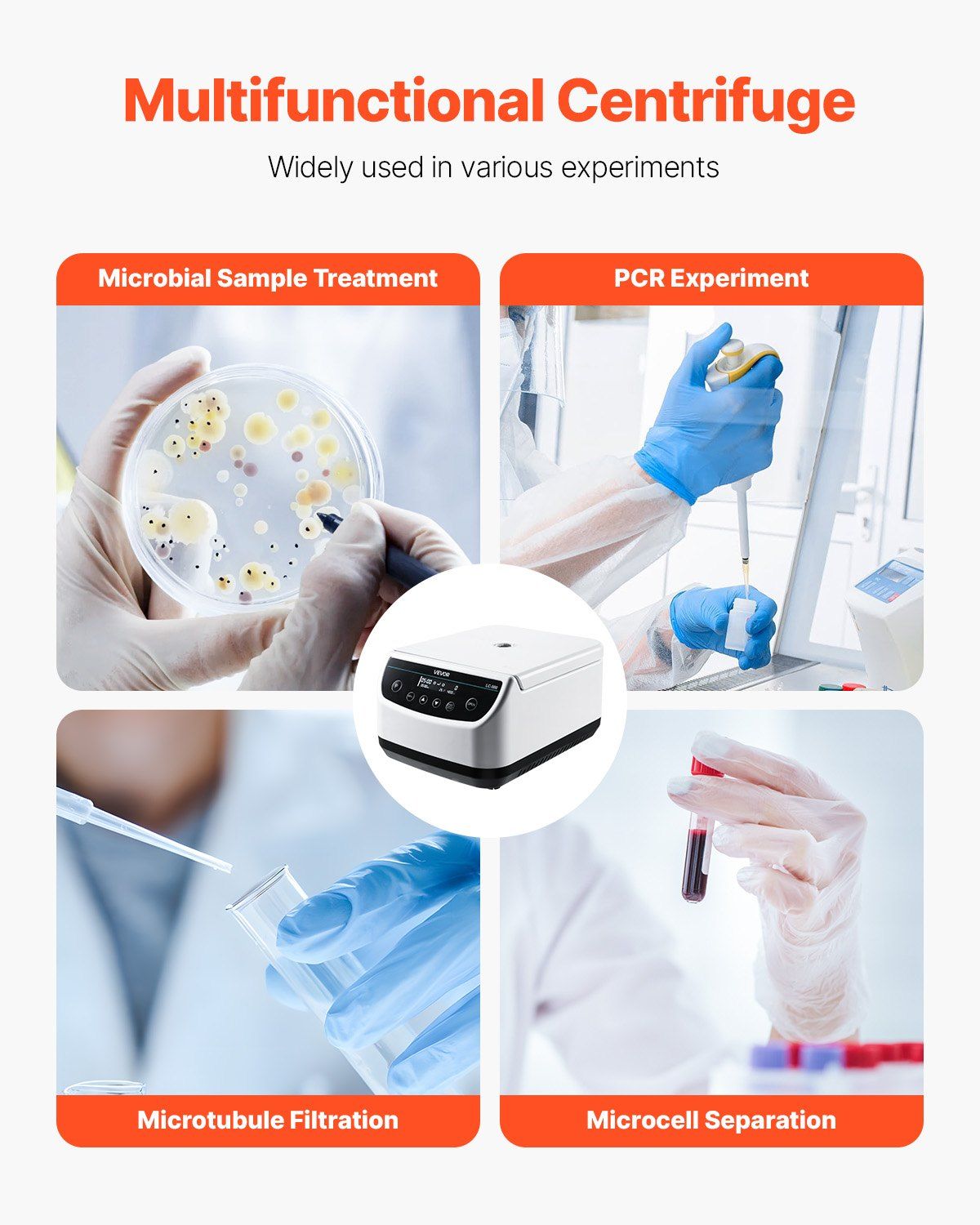 Centrifuge Machine 2/5/10/15ml Low Speed 500-4000rpm with 1 Rotor and Timer