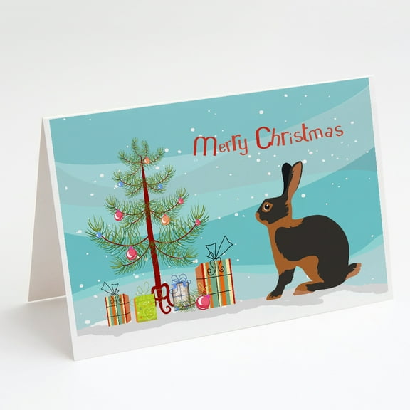 Tan Rabbit Christmas Greeting Cards and Envelopes Pack of 8
