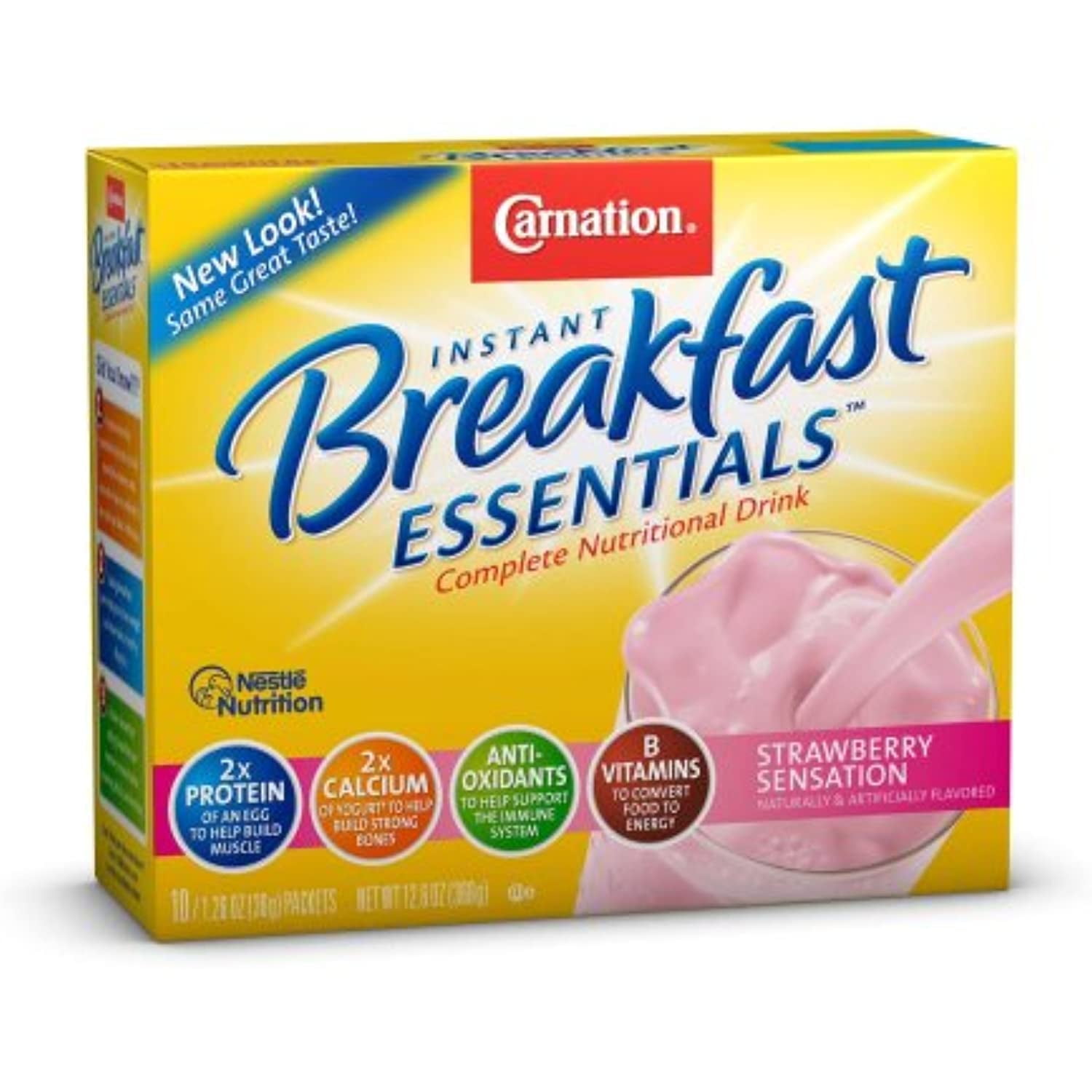 Carnation Instant Breakfast Essentials, Strawberry, 10 Count Box, 1.26-Ounce Packages (Pack Of 3)