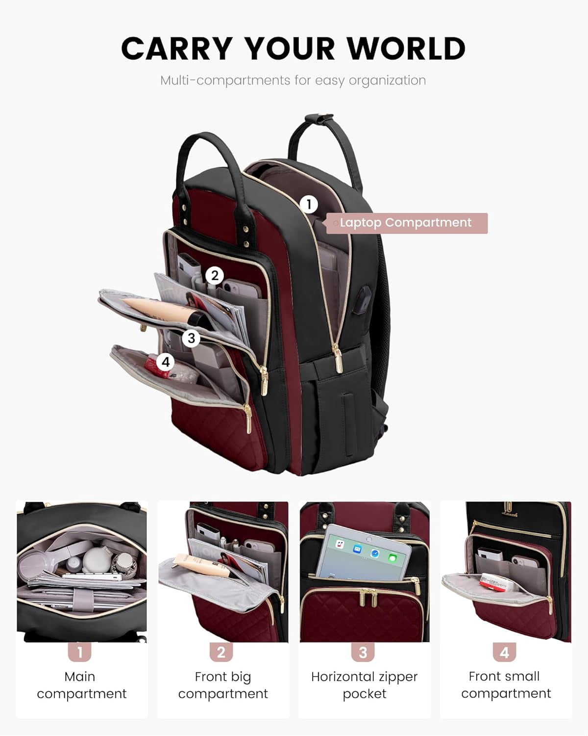 Lovevook Laptop Backpack Purses for Women,Nurse Teacher College Work Study Commuter Bag with 15.6 inch Laptop Compartment,Lightweight Travel Casual Daypacks With USB Port