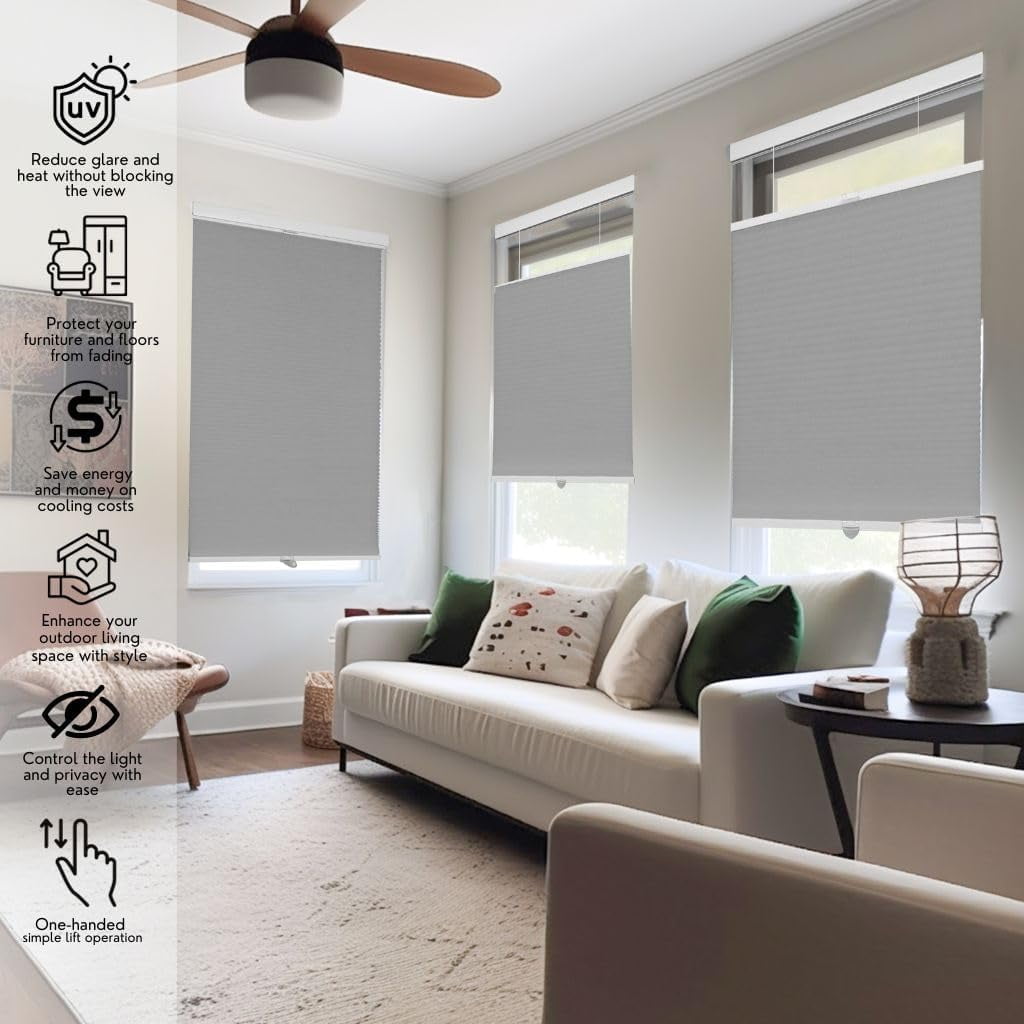 Chicology Silver Light Filtering Cordless Top Down Bottom Up Cellular Shades 27.75 in. W x 72 in. L