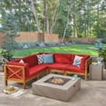 thumbnail image 6 of Cytheria Outdoor Acacia Wood 5 Seater Sectional Sofa Set with Fire Pit, 6 of 8
