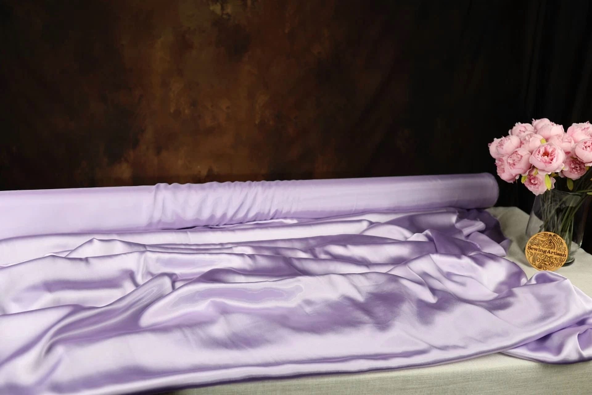 BUTTERFLY- Lilac Satin Charmeuse Fabric By The Yard 173