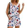thumbnail image 4 of Two Piece Outfits Women 4th Of July Sets America 250 Years Anniversary Sleeveless Tank Top Shirts Shorts Sets Square Neck Beach Vacation Patriotic Sets, 4 of 8