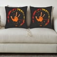 thumbnail image 3 of Set of 2 Decorative Throw Pillow Covers 18x18in - Vibrant Black with Orange Peace Sign & Circular Red Yellow Pattern Vintage Style, 3 of 8