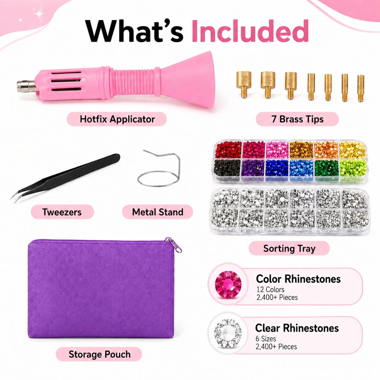 Hotfix Rhinestones Applicator Kit,Compatible with Bedazzler Kit With Rhinestones, Hot Fix Rhinestone Setter Tool Kit, Heat Fixed Machine Gun Set For Clothes Fabric Clothing Wood Cardstock Leather