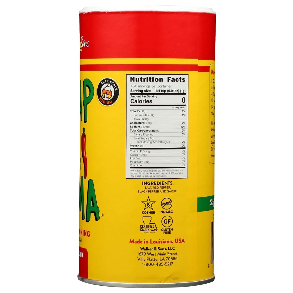 Slap Ya Mama Cajun Seasoning by Walker & Sons, Original Blend, 16 oz Canister – Certified Cajun, Gluten Free, No MSG