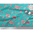 thumbnail image 3 of Soimoi Green Cotton Duck Fabric Ranunculus & Roses Floral Print Fabric by Yard 44 Inch Wide, 3 of 3