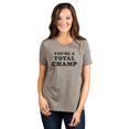 thumbnail image 2 of You're A Total Champ Women's Fashion Relaxed T-Shirt Tee Heather Tan X-Large, 2 of 5