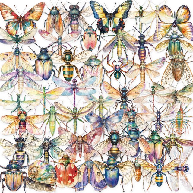 Pegatinas de insectos, 50 unidades, para diario, álbum de recortes, Transparent Vi