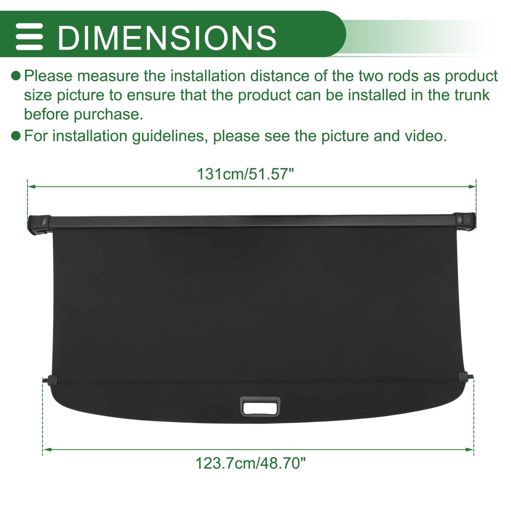 Unique Bargains Retractable Cargo Cover for Mercedes-Benz GLS 2012-2018 Gloss Black