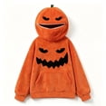 thumbnail image 4 of AHMOMEI Halloween Hoodies 3D Pumpkin Full Zip Front Hood Fluffy Unisex Pumpkin Hoodie with 3D Hood & Kangaroo Pocket Y2k Orange Sweatshirt for Halloween Party Daily Wear L, 4 of 7