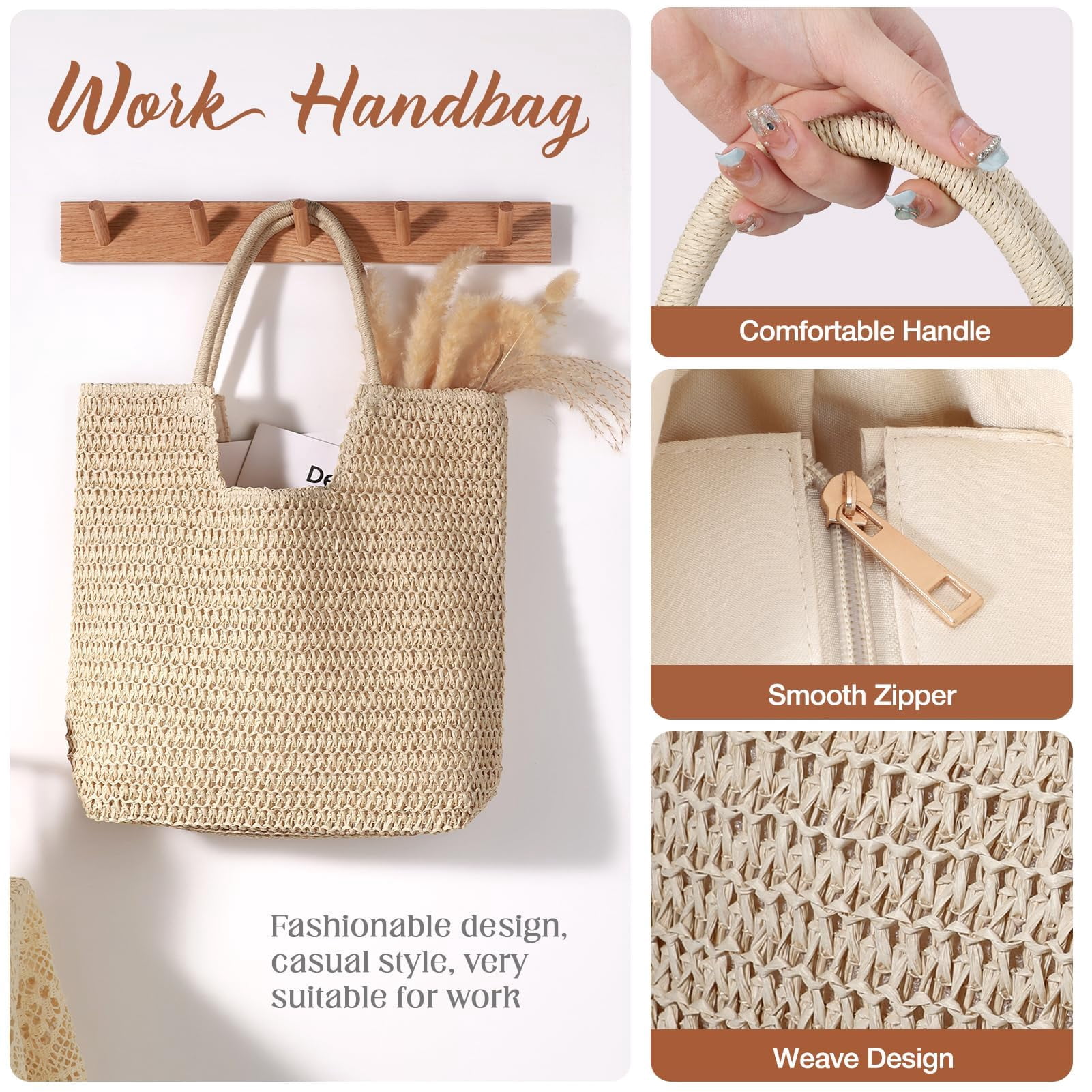 Crochet Tote Bag Beach Bags for Women Summer Bag Cute Beach Bag Mesh Beach Bag(khaki 3)