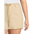 thumbnail image 4 of Dollhouse Women's Plus Size Cuffed Linen Shorts with Rope Belt, 4 of 5