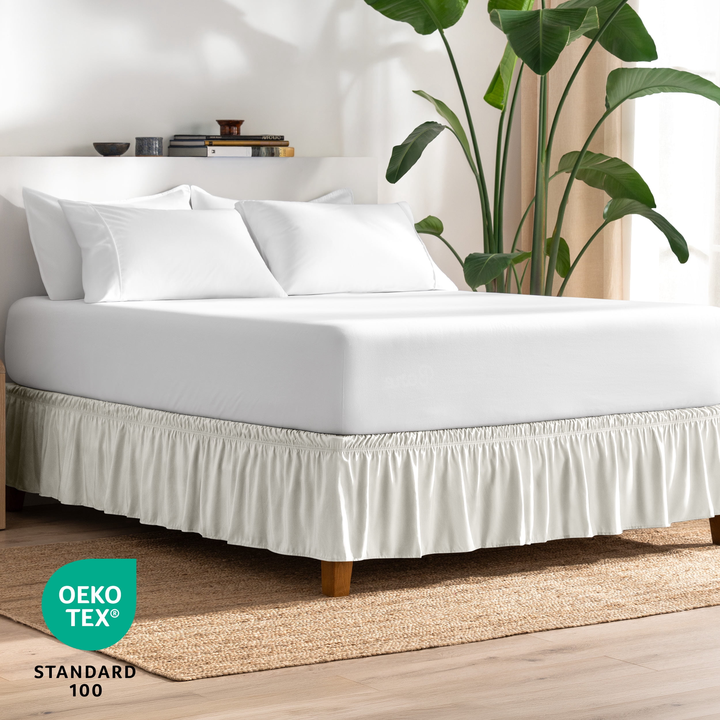 Bare Home  Adjustable Wrap Around Bed Skirt Twin XL - Cream