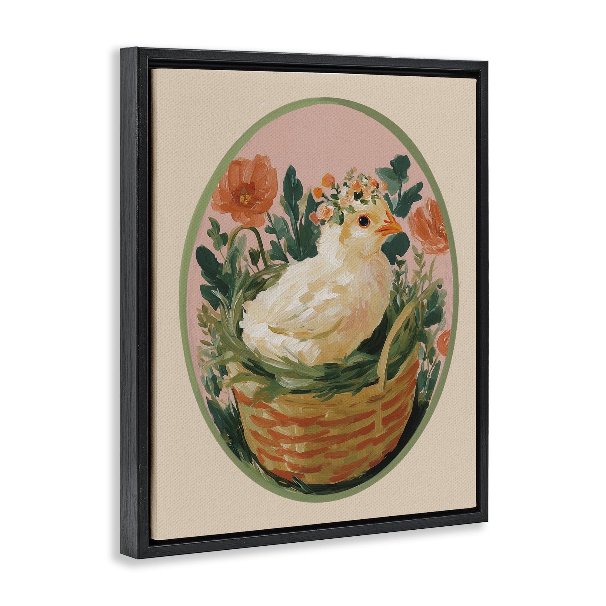 Stupell Industries Bloom Nest Chick Black Framed Floater Canvas Wall Art, design by Yen