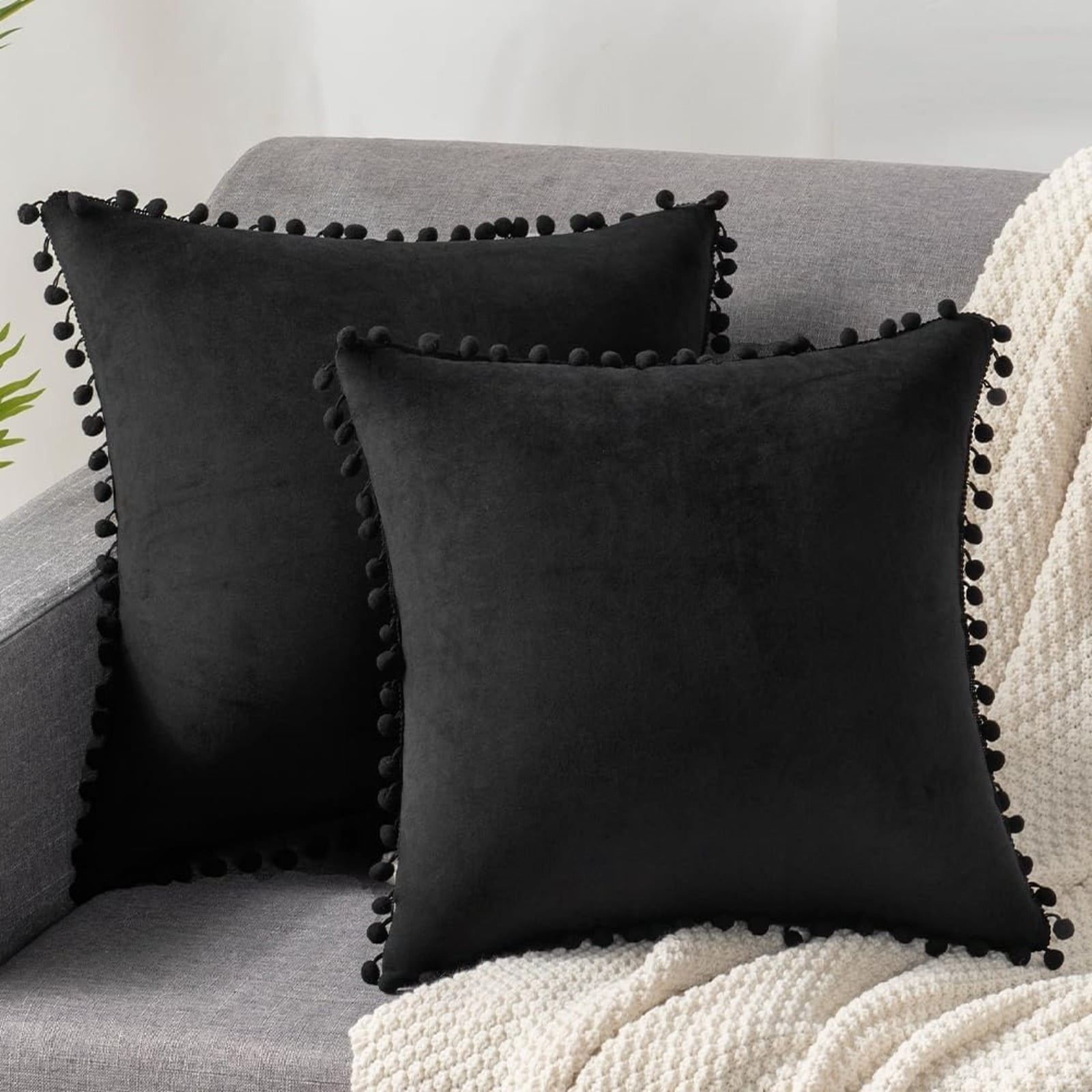 16×16 Inch Decorative Throw Pillow Cover 2-Pack Soft Textured Accent Cushion for Sofa Bed Living Room Home Decor