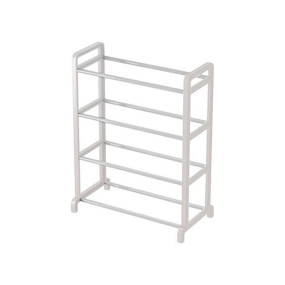Uutvery 4 Tier Shoe Rack Organizer Free Standing Plastic Shoe Storage for Bedroom Closet Entryway Holds 8-12 Pairs of Shoes White