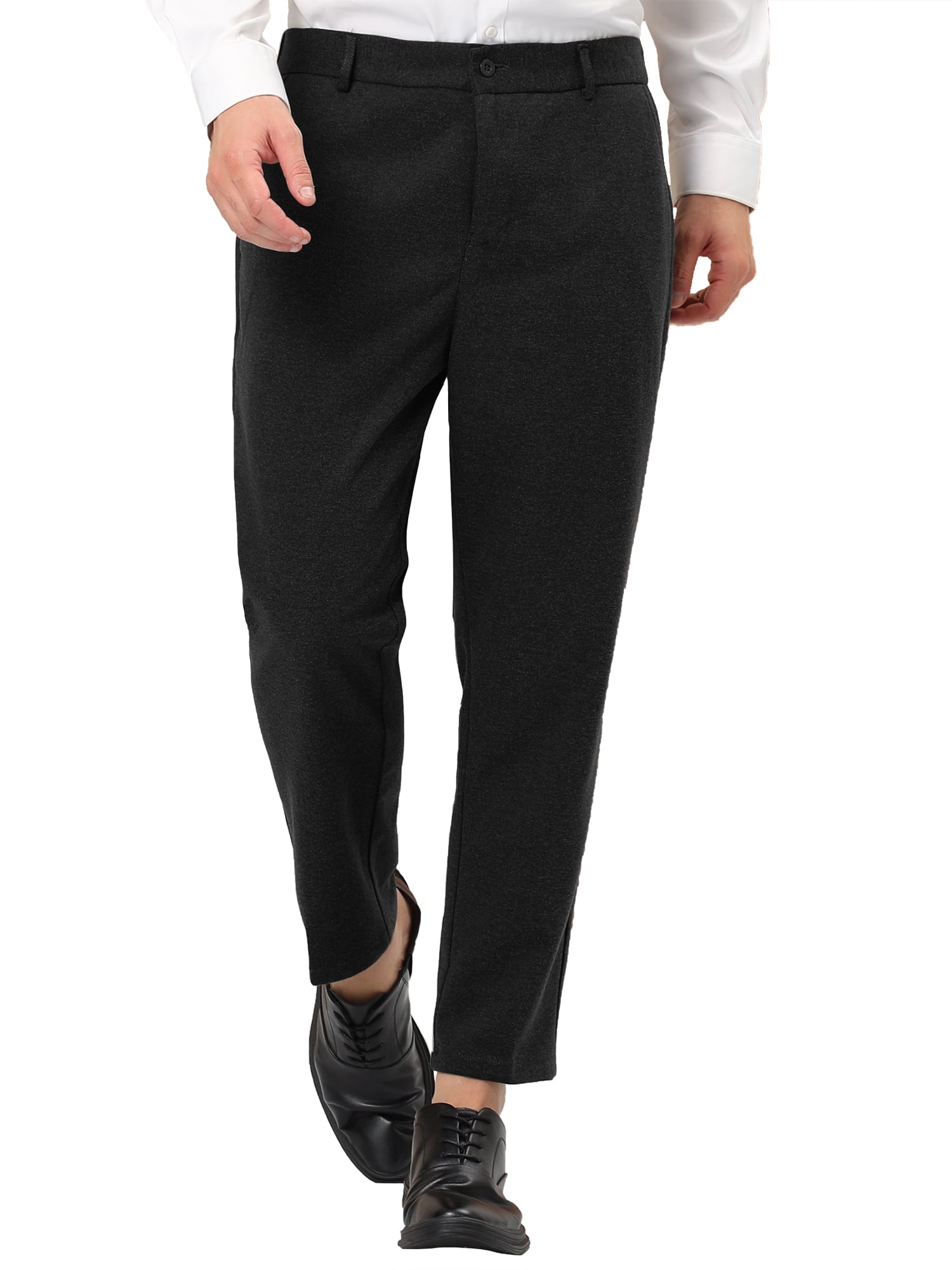 Lars Amadeus Men's Cropped Pants Slim Fit Flat Front Elastic Waist