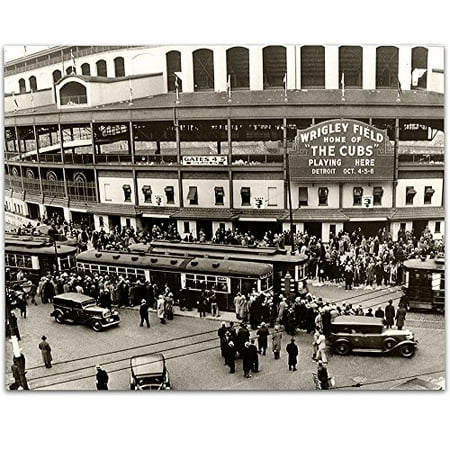European Gift Bar Star - Lone Star Art Wrigley Field - Home of the Cubs - 11x14 Unframed Print - Great Sports Bar Decor and Gift for Baseball Fans