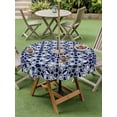thumbnail image 3 of Navy Blue Geometric Outdoor Tablecloth - 60 Inch Round Dining Table Cover, Vintage Abstract Art Waterproof Outdoor Table Cloth with Umbrella Hole & Zipper for Picnic/Patio/Party, 3 of 7