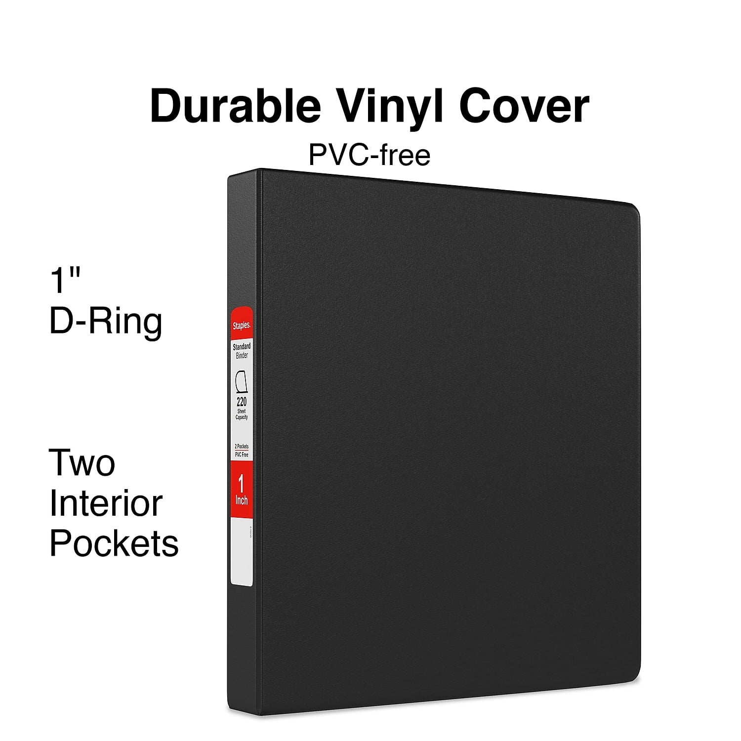 Staples Standard 1' 3-Ring Non-View Binder Black (26407-CC) 55355/26407