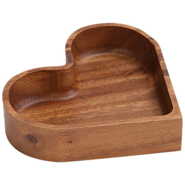 Bandeja para servir en forma de corazón, bandeja de madera para aperitivos, bandeja para guardar joyas, bandeja para guardar frutos secos