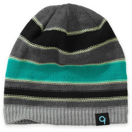 Men's Striped Fleeced Lined Beanie Hat