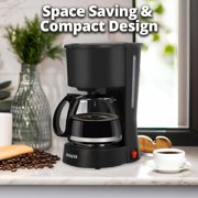 Aiwa 6-Cup Compact Coffee Maker Machine with 22-oz Carafe Coffee Pot and Reusable Filter, Black