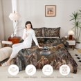 thumbnail image 3 of Castle Fairy Woodland Wildlife Deer Queen Comforter Set 3 Pieces for Boys,Jungle Vintage Autumn Leaves Branches Comforter Sets Queen,Taupe Brown Cream,Black Reversible,1 Comforter and 2 Pillowcases, 3 of 6