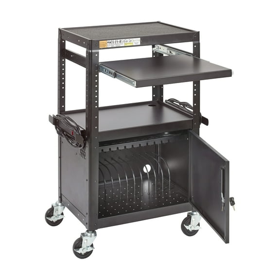 ECR4Kids AV Presentation Stand and 12-Bay Charging Cart, Black