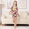 thumbnail image 3 of Silky Satin Kids' Pajama Set Breathable & Smooth Unisex Button-Down Pajamas Watermelon and Cherries, 3 of 7