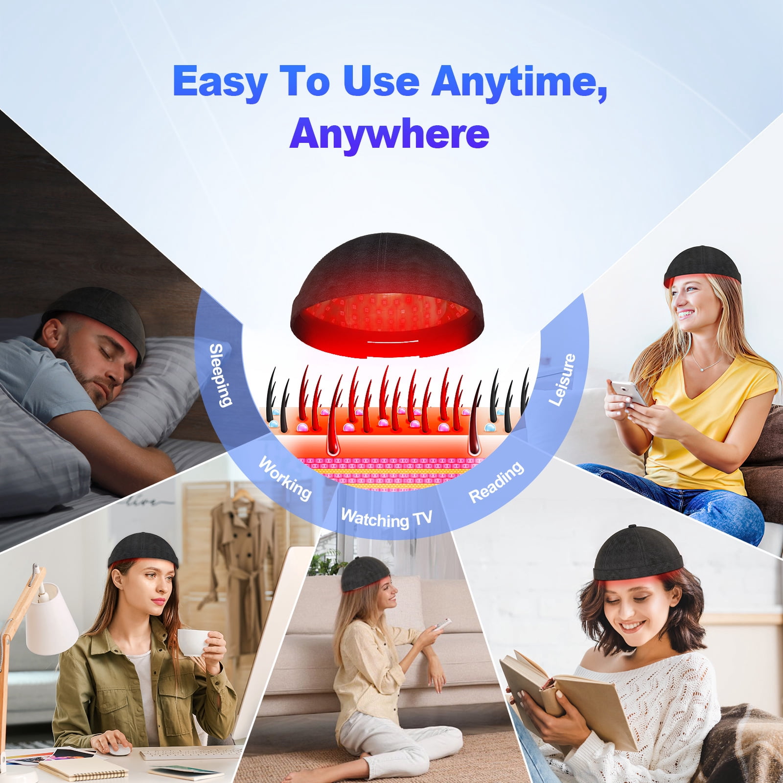 New LED Cap Device- 118 Laser Probes For Fuller-Looking Hair & Scalp Vitality for Men & Women,Two Modes of Red Light and Blue Light