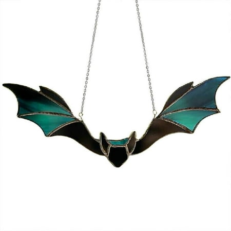 

OOKWE Frightening Halloween Stained Paint Flying Bat Metal Chain Necklace Pendant Window Garden Decor Men Women Jewelry Accessories
