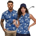 thumbnail image 2 of Aplkyhs Matching Golf Shirts for Couple Blue Daisy Quarter Zip Men's Casual Short Sleeve Cool Golf Shirts 4-Way Stretch for Golf,Tennis,Hiking,Running,Gym Breathable Fabric, 2 of 6
