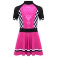 thumbnail image 3 of iiniim Kids Girls Racer Racing Driver Costumes Halloween Cosplay Party Dress Up Shiny Sequins Dance Dress Hot Pink 16, 3 of 5