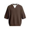 thumbnail image 3 of XUANTAOO Men Tshirt Short Sleeve Corduroy Crewneck Henley Shirts Loose Fit Brown Tshirt Workout Shirts for Men, 3 of 3