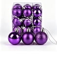thumbnail image 2 of Aoznliie Christmas Ball Ornaments, 24 Pcs Classic Christmas Ornament Set for Xmas Tree, Shatterproof Lightweight Hanging Decor for Xmas Party, Purple, 2 of 6