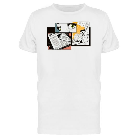 Breaking Comic News Graphic T-Shirt Men -Image by Shutterstock, Male 3X-Large