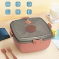 thumbnail image 4 of 4-Compartment Salad Lunch Container with Salad Bowl Sauce Container Fork Spoon Double Layer Food Prep Storage Containers for Lunch Snacks School Travel, 4 of 7