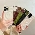 thumbnail image 3 of Love Heart 3D Solid Color Aesthetic Curly Wave Soft TPU Case for Women Girls Compatible with iPhone Case (Forest Green,iPhone 12), 3 of 9