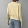 thumbnail image 5 of Women's Cardigan Sweaters Lightweight Round Neck Long Sleeve Outfits for Fall Fashion 2025, Short Top for Casual Wear,Yellow,L, 5 of 6