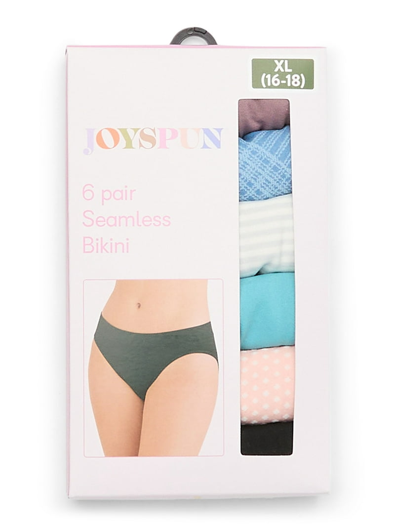 Joyspun Seamless Bikini Panties 6-Pack Sizes XS to 3XL Cotton