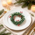 thumbnail image 4 of Mini Wreaths 10pcs, Small Christmas Wreaths for Candle Decor, Artificial Greenery Rings with Berry Accents, 3.15 Inch Round Wreaths for Table, Cabinet, Mantel and Crafts, 4 of 5