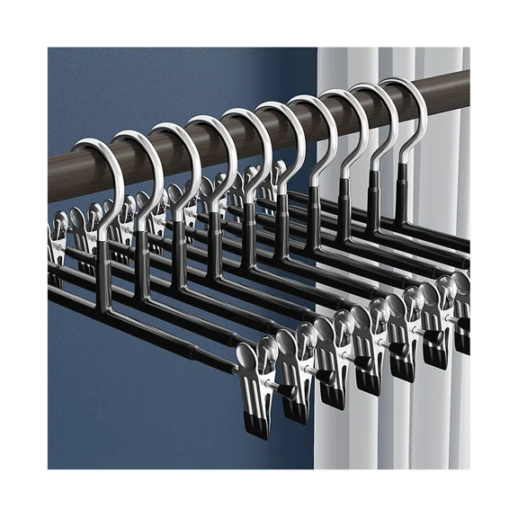 5 PACK 12Inch Pant Hangers Skirt Hangers with Clips Non-Slip Hangers for Heavy Duty Ultra Thin Space Saving Hangers-5pack