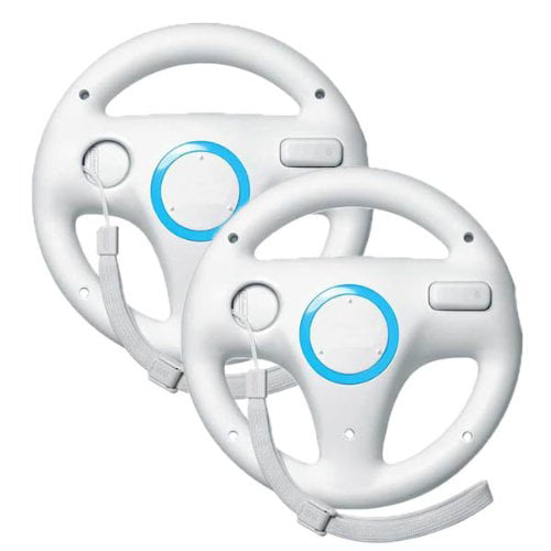 Zettaguard Mario Kart Racing Wheel for Nintendo Wii, 2 Sets White Color Bundle