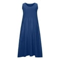 thumbnail image 4 of Ovzne Robes pour Femmes 2025 Robe Femme Mode Été Décontractée Couleur Unie Sans Manches Col Rond Robe à Poches Jupe Robe de Vacances Liquidation, 4 of 6