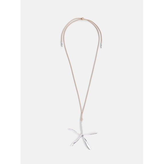 Scoop Women's Silver Tone Sculpted Starfish Pendant Necklace