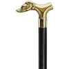 Harvy Canes - Solid Brass Cast Hound Dog - Walking Cane - 36" - Brass/Black